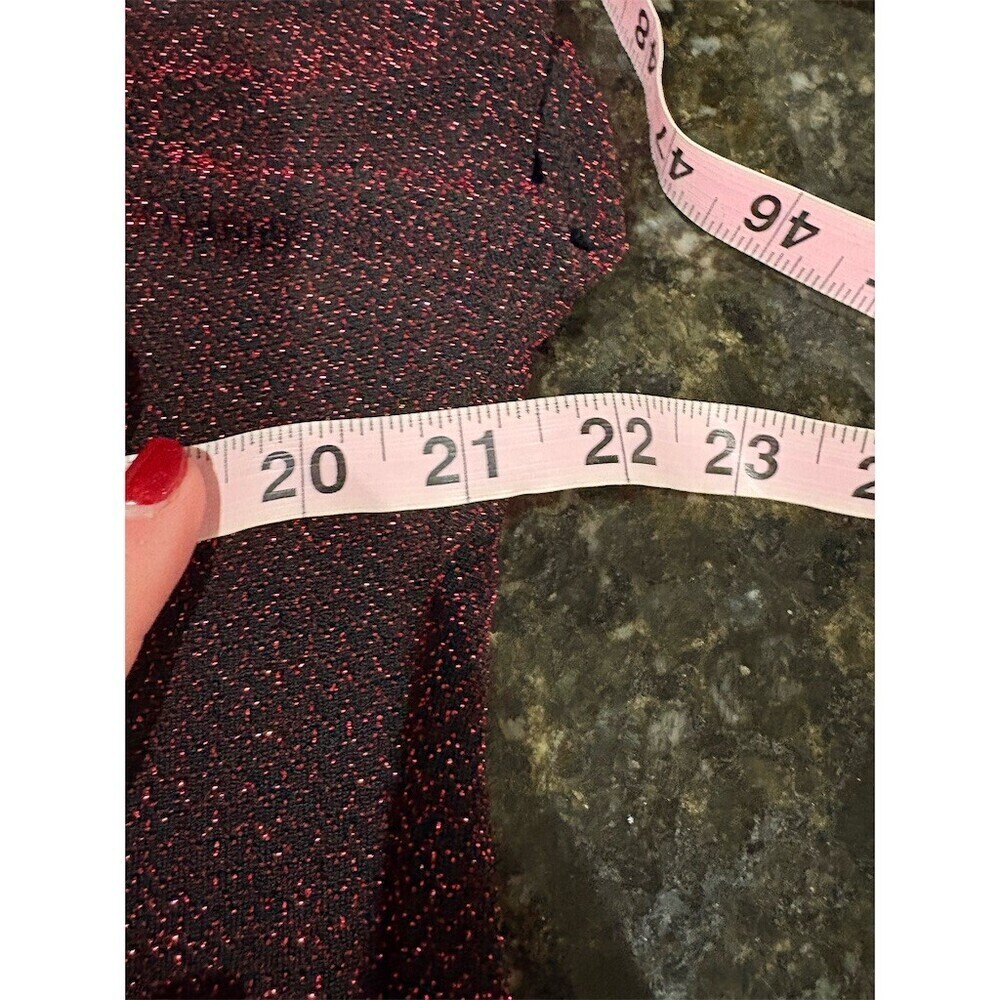 Elementz Blouse Womens XL Red Black Geometric Metallic Sparkle Short - Picture 6 of 9